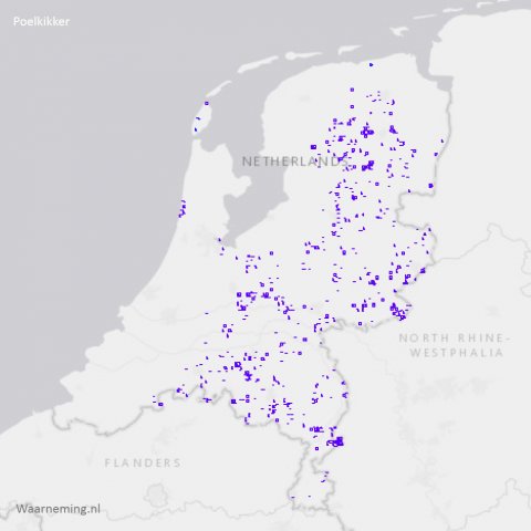 Verspreiding poelkikker in Nederland 2017-2022