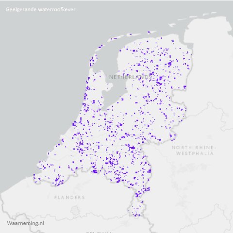 Verspreiding geelgerande waterroofkever 2012-2022