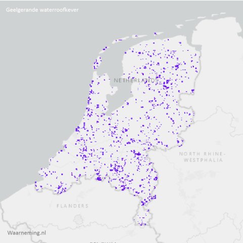 Verspreiding geelgerande waterroofkever 2012-2022