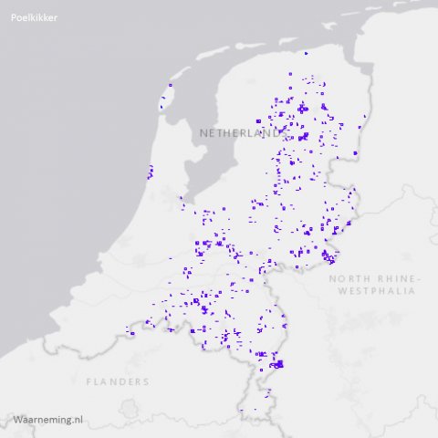 Verspreiding poelkikker in Nederland 2017-2022