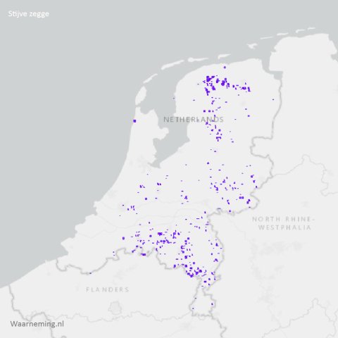 Verspreiding stijve zegge 2017-2022