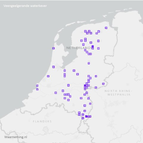 Verspreiding veengeelgerande waterroofkever 2012-2022