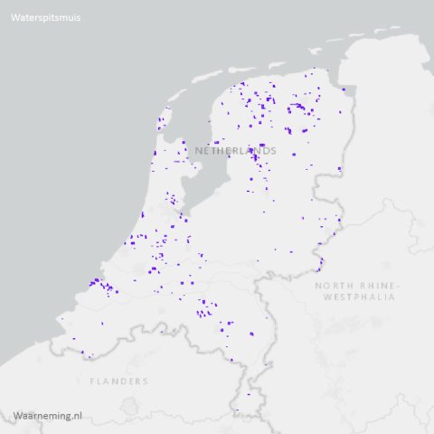 Verspreiding waterspitsmuis 2012-2022